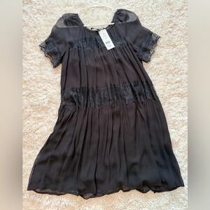 French Connection Black Lace Drape Dress